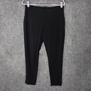 Chicos‎ Pants 0 S Black Cropped Ponte Knit Elastic Waist Mid Rise Stretch Preppy